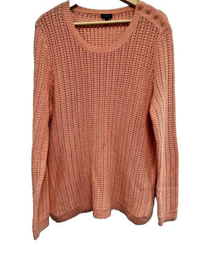 Talbots knitted crochet Sweater Stitch Sweater Space lambswool Orange 1X A000135